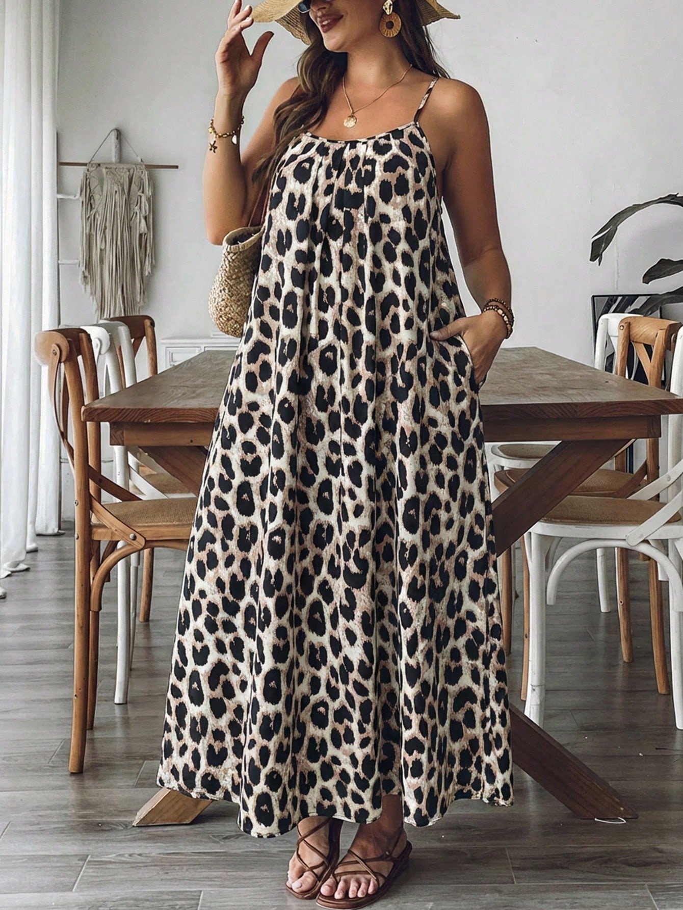Robe décontractée à imprimé léopard