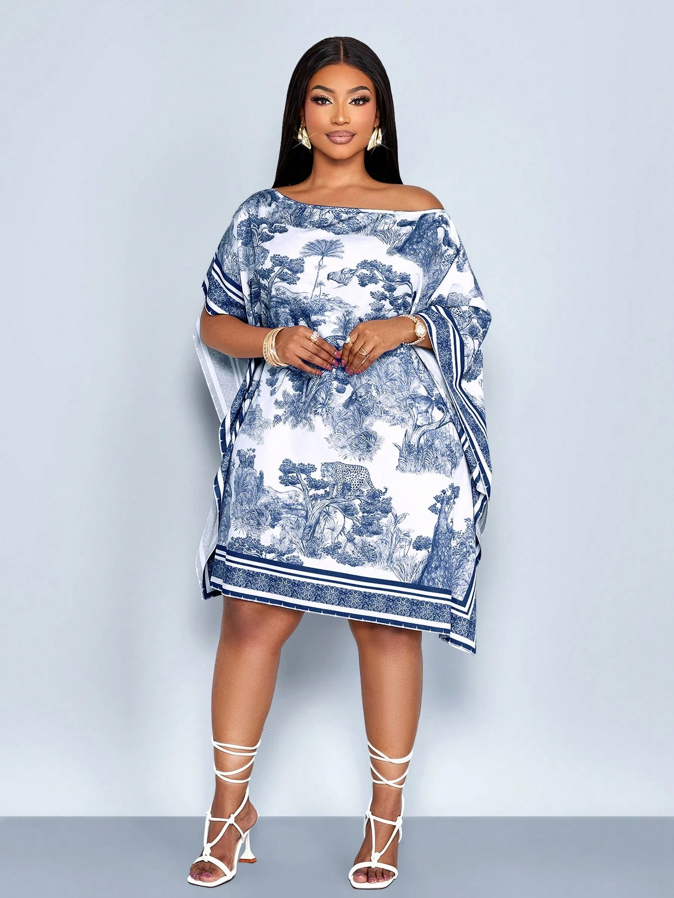 Robe mi-longue à épaules asymétriques – Image 5