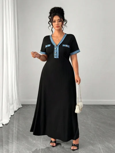 Robe en jean à volants à manches courtes