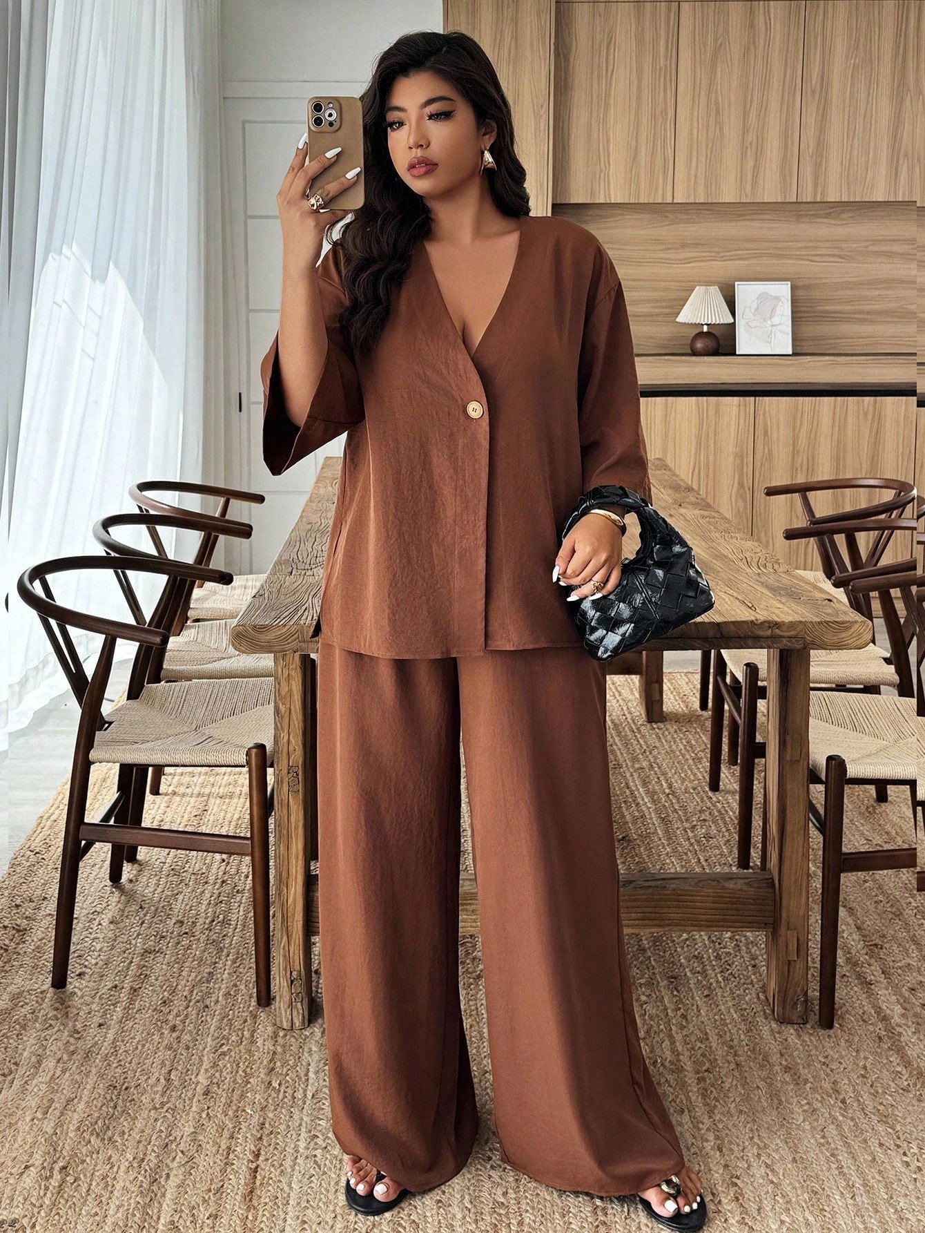 Ensemble 2 pièces chemise et pantalon décontractés