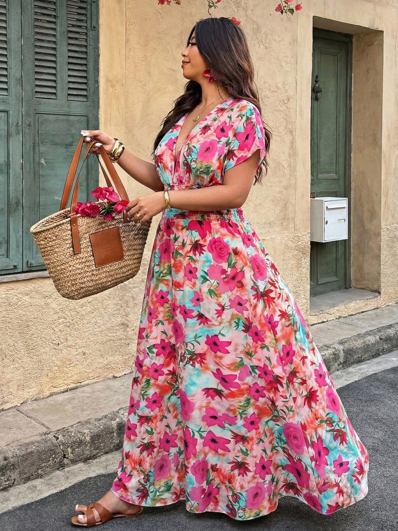 Robe imprimée à col V profond – Image 6