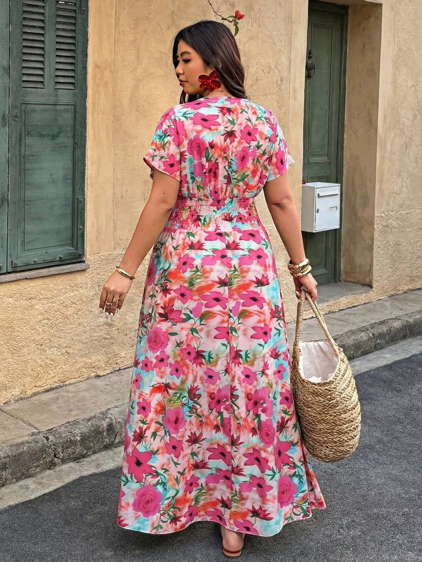 Robe imprimée à col V profond – Image 2