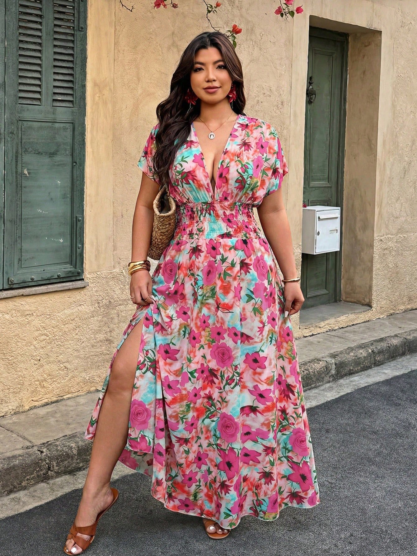 Robe imprimée à col V profond – Image 5