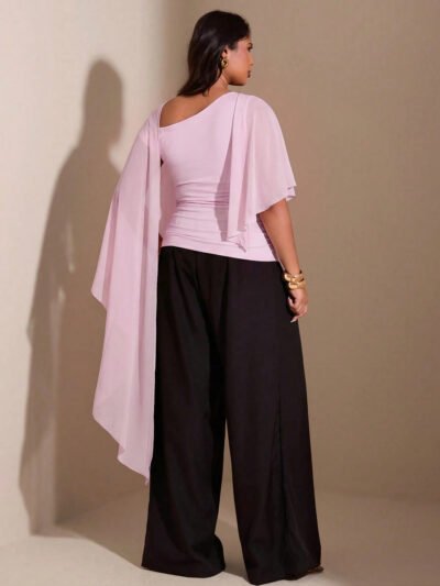 Alternative view of Blouse ajustée avec design asymétrique à volants sur l'épaule