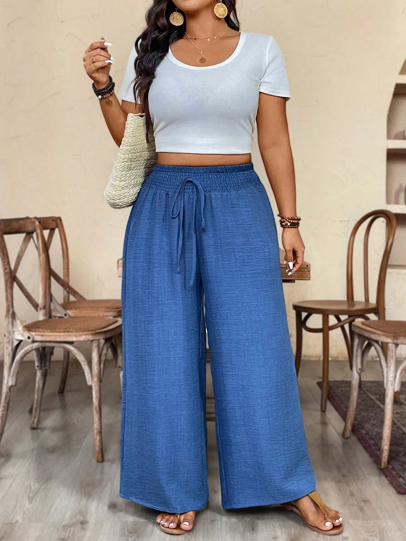 Pantalon décontracté ,élastique et nœud papillon – Image 3