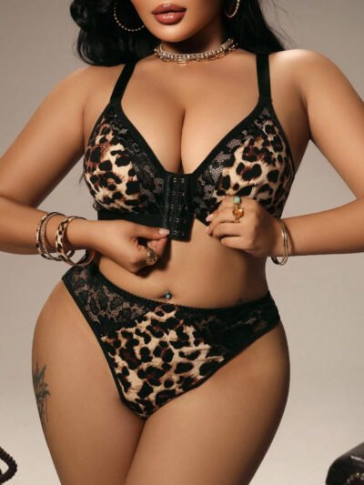 Ensemble 2 pieces leopard  matière  coton