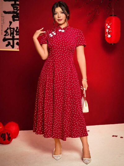 Robe boutonnée à imprimé pois saint-Valentin