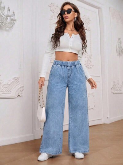 Jeans Casual Elastic Waist Baggy Jeans