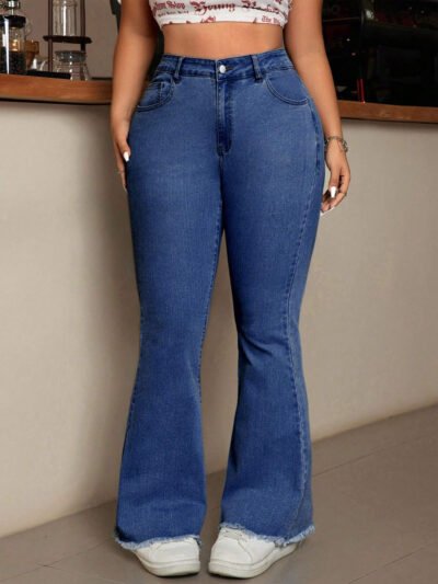 Jeans évasés simples et unicolore