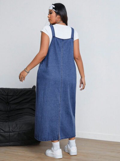 Alternative view of Robe en jean sans manches de couleur unie avec poches