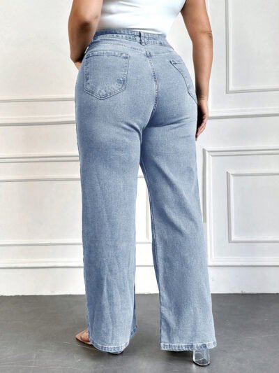 Alternative view of Jeans droits taille haute décontractés