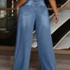 Jeans amples et décontractés à taille haute avec poches – Image 2