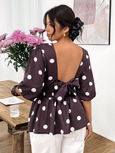 Alternative view of Blouse à manches bouffantes à motif à pois