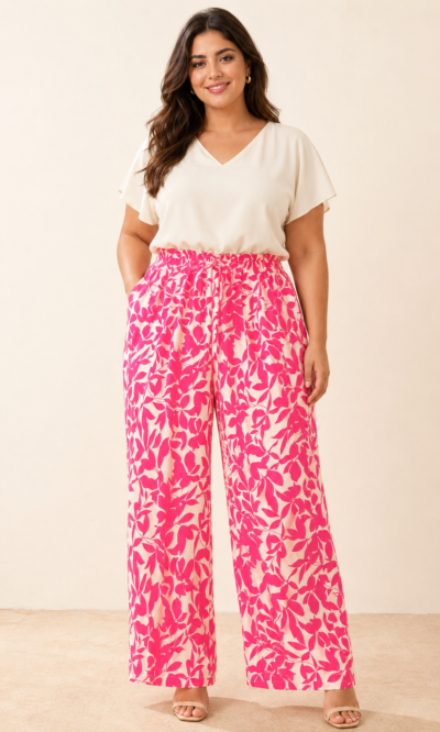 Pantalon large à imprimé