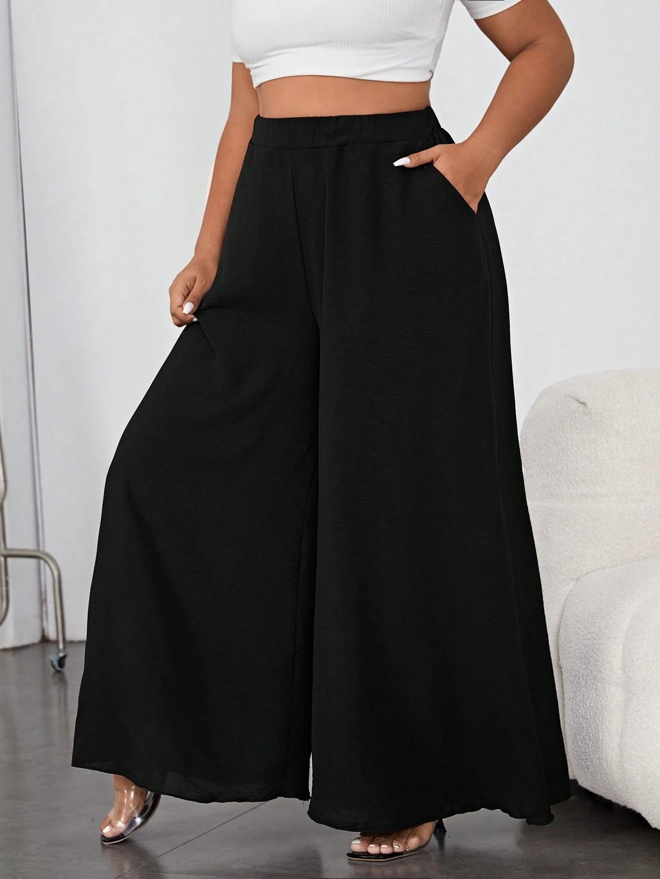 Pantalon Ample Unicolore À Poche – Image 6