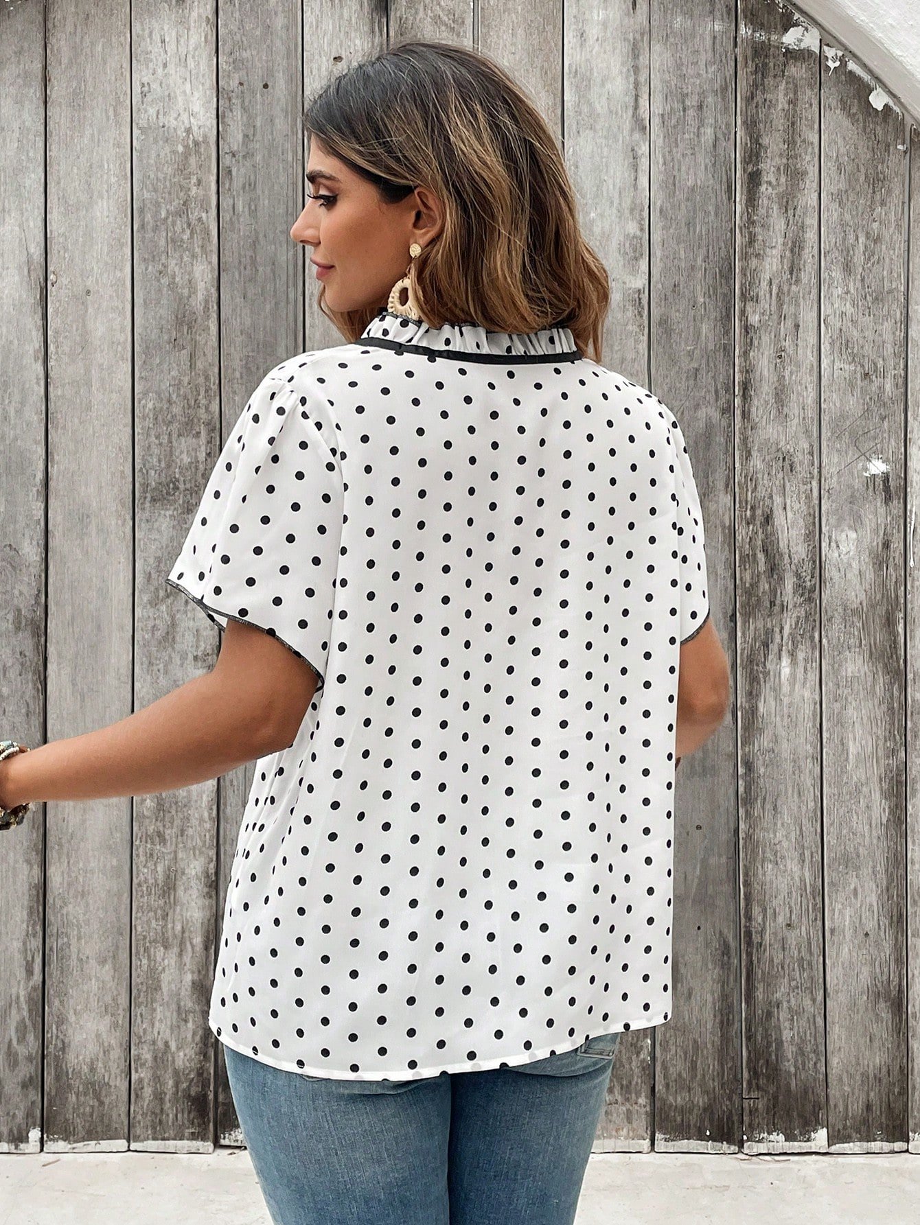 Blouse à manches courtes à pois – Image 2