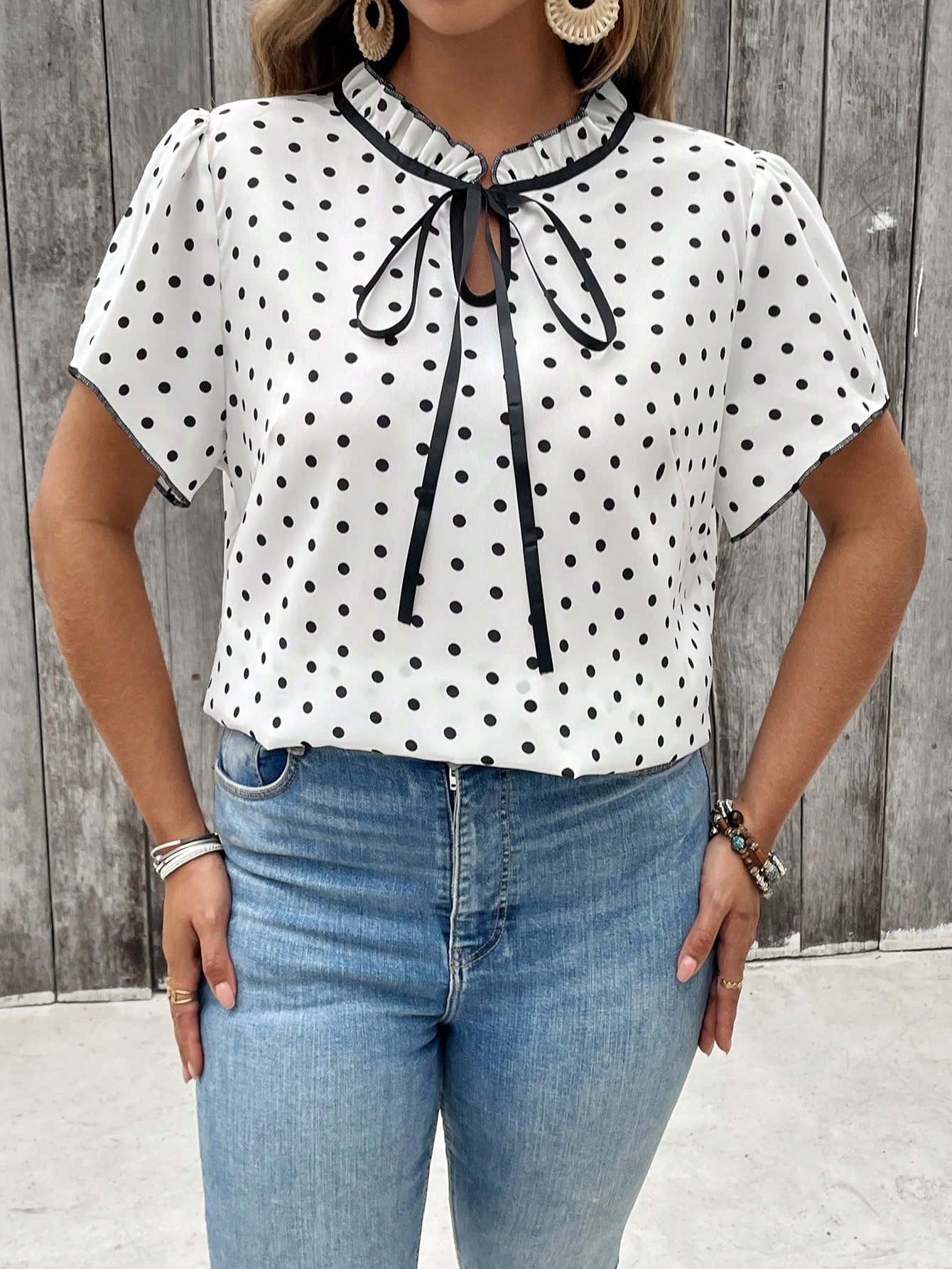 Blouse à manches courtes à pois – Image 3