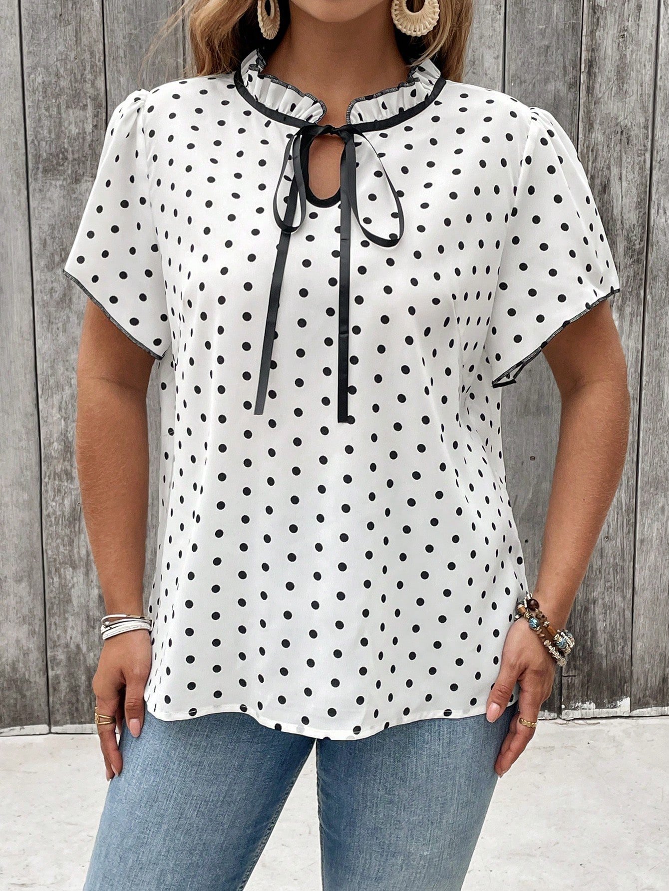 Blouse à manches courtes à pois – Image 7