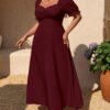 Robe élégante à encolure en cœur et manches courtes – Image 3