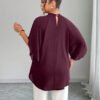 Blouse ample à encolure ronde, manches froncées et ourlet ondulé – Image 2