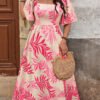 Robe maxi élégante à col carré et imprimé – Image 4