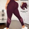 Leggings taille haute à patchwork en maille avec contrôle du ventre et poches latérales – Image 2