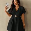 Robes pour femmes grandes tailles, robes manches chauve-souris abricot, nouvelles robes mode – Image 3