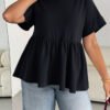 Chemise noire à manches courtes décontractée, ample et confortable – Image 3
