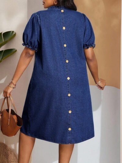 Alternative view of Robe en jean ample et décontractée à manches courtes