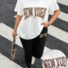 Ensemble t-shirt et legging imprimé léopard blanc – Image 3