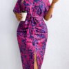 Robe-chemise longue à imprimé total avec ceinture – Image 3