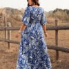 Robe maxi bohème bleue à imprimé aléatoire – Image 2