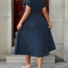 Robe d'été élégante traditionnelle à taille cintrée, col à revers – Image 2
