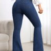 Jeans évasés taille haute forme affinée lavage foncé – Image 2
