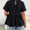 Chemise noire à manches courtes décontractée, ample et confortable – Image 2