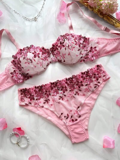 Ensemble de lingerie 2 pièces brodé sexy