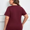 T-shirt ample en couleur unie avec un ourlet asymétrique froncé – Image 2