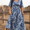 Robe maxi bohème bleue à imprimé aléatoire – Image 4