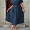 Robe d'été élégante traditionnelle à taille cintrée, col à revers – Image 4