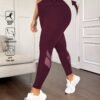 Leggings taille haute à patchwork en maille avec contrôle du ventre et poches latérales – Image 4