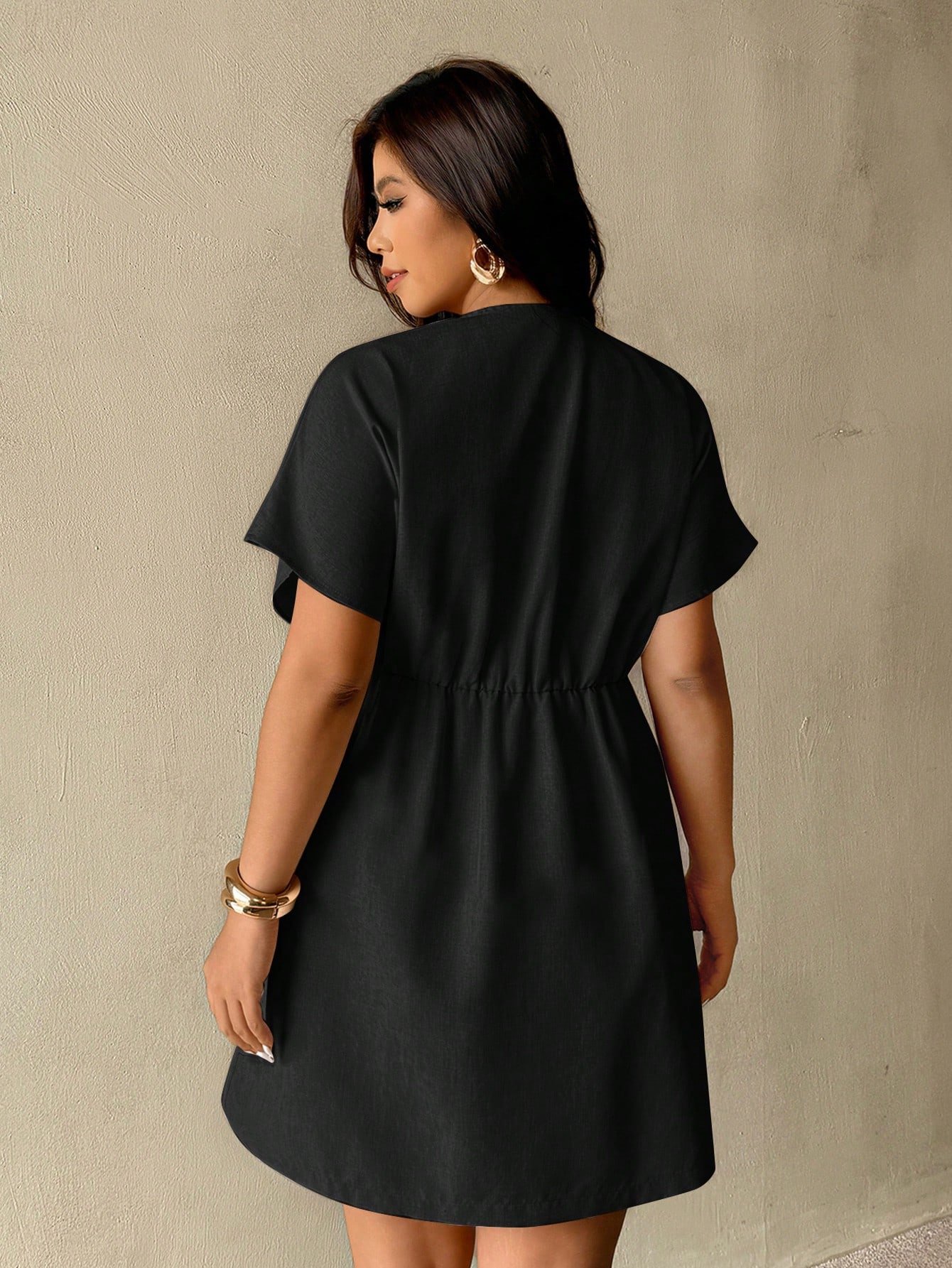 Robes pour femmes grandes tailles, robes manches chauve-souris abricot, nouvelles robes mode – Image 2