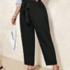 Pantalon droit à taille paperbag avec ceinture, décontracté mais chic – Image 3