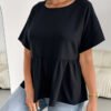 Chemise noire à manches courtes décontractée, ample et confortable – Image 4