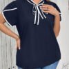 Blouse décontractée col à cordon et manches courtes – Image 5