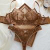 2 pièces Ensemble de lingerie noir brodé – Image 3