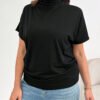 Tops courts noirs à manches courtes, style simple, décontracté, ample et confortable – Image 3