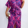 Robe-chemise longue à imprimé total avec ceinture – Image 5