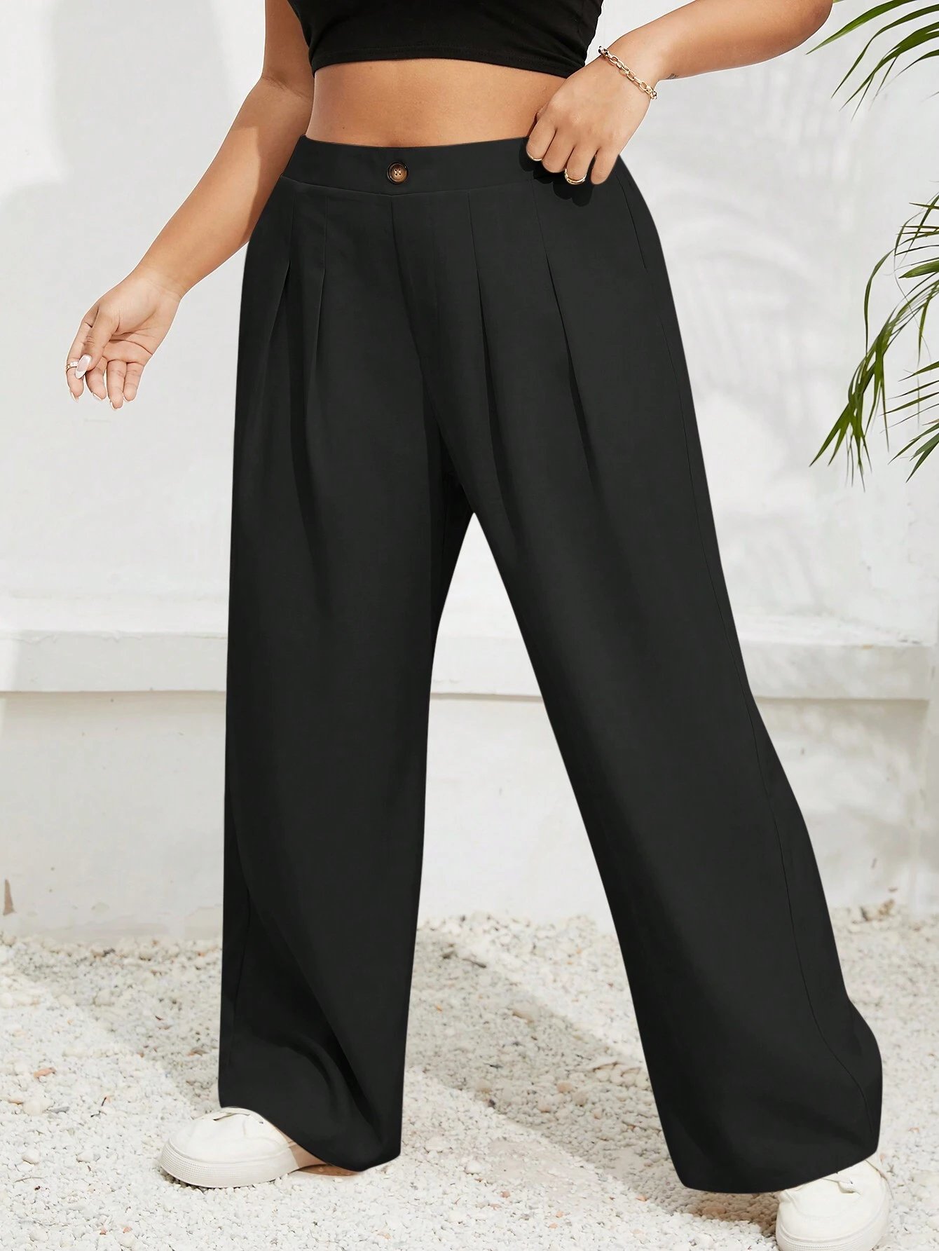 Pantalon ample gris-orange , décontracté et simple – Image 4