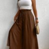 Pantalon large en couleur unie décontracté et ample – Image 4