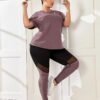 Ensemble de sport pour avec t-shirt sport et leggings sport avec insertions en maille et poche pour téléphone – Image 5